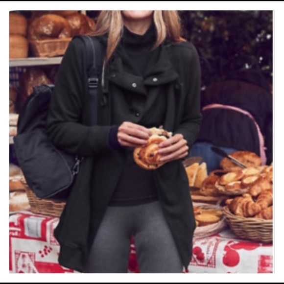 Athleta Jackets & Blazers - Athleta Wrappers Delight Black Open Cardigan Sweatshirt Jacket Yoga